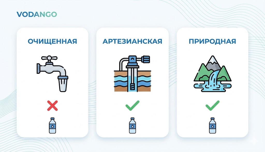Как отличить настоящую природную воду от очищенной