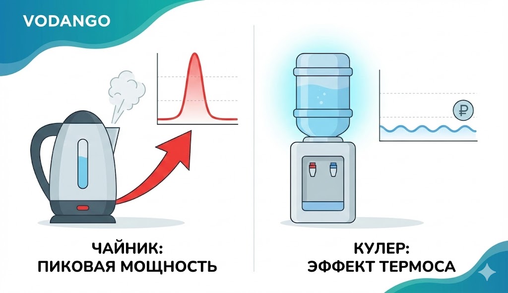Сколько электроэнергии потребляет кулер для воды